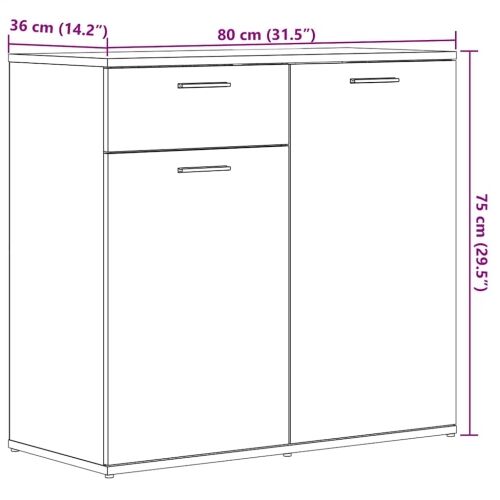 Komoda crni hrast 80x36x75 cm Inženirsko drvo - Crni hrast 80 cm Cijena