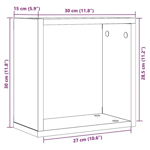 Zidne kockaste police 2 kom crni hrast 30x15x30 cm inženjersko drvo - Crni hrast 30 x 15 x 30 cm 2 Cijena