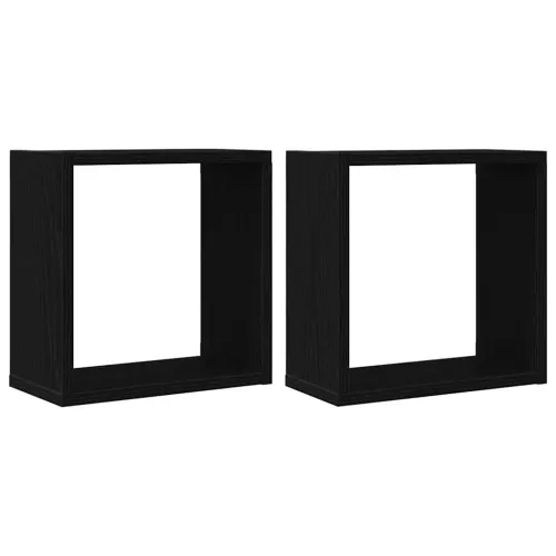 Zidne kockaste police 2 kom crni hrast 30x15x30 cm inženjersko drvo - Crni hrast 30 x 15 x 30 cm 2 Cijena