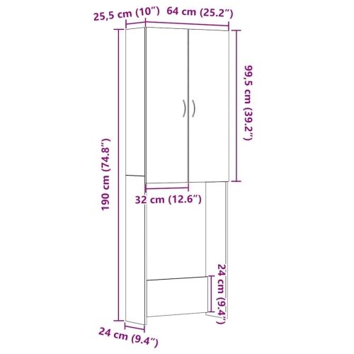 Ormarić za perilicu rublja crni hrast 64x25,5x190 cm - Crni hrast 1 Crni hrast Cijena