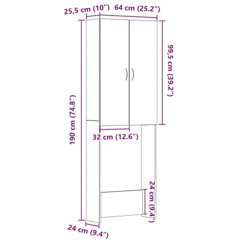 Ormarić za perilicu rublja crni hrast 64x25,5x190 cm - Crni hrast Cijena