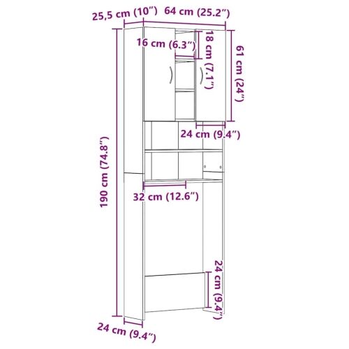 Ormarić za perilicu rublja crni hrast 64x25,5x190 cm - Crni hrast 1 Crni hrast Cijena
