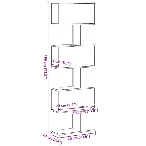 Ormar za knjige/Pregrada za sobu crni hrast 60x24x186 cm - Crni hrast 60 x 24 x 186 cm Cijena