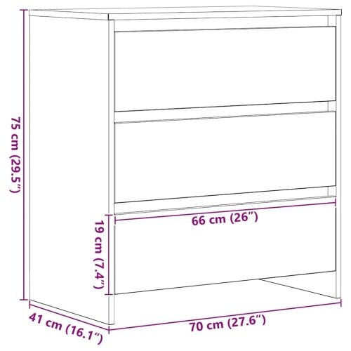 Komoda crni hrast 70x41x75 cm Inženirsko drvo - Crni hrast Cijena