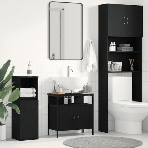 Ormarić za Lavabo - Umivaonik u kupaonici crni hrast 60x30x60 cm inženjerski drvo - Crni hrast 1 60 cm Crni hrast Cijena