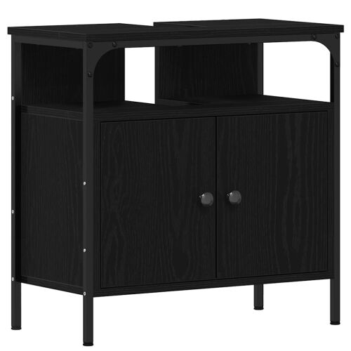 Ormarić za Lavabo - Umivaonik u kupaonici crni hrast 60x30x60 cm inženjerski drvo - Crni hrast 1 60 cm Crni hrast Cijena