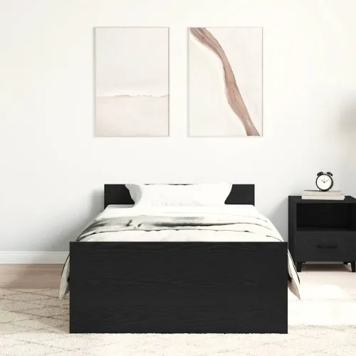 Okvir kreveta bez madraca Crni hrast 75x190 cm Inženirsko drvo - Crni hrast 75 x 190 cm Cijena