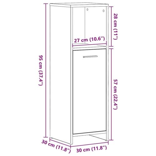 Kupaonski ormarić crni hrast 30x30x95 cm inženjerski drvo - Crni hrast 1 1 Crni hrast Cijena