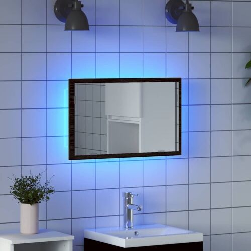 Kupaonsko ogledalo s LED svjetlima crni hrast 60x8,5x37 cm - Crni hrast 1 Crni hrast Cijena