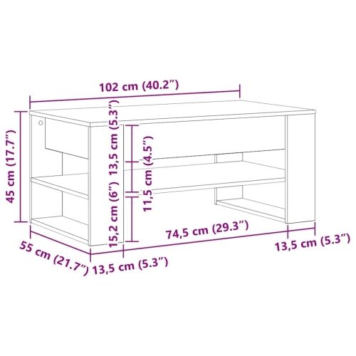 Stolić za kavu Staro drvo 102 x 55 x 45 cm Konstruirano drvo - Staro drvo Cijena