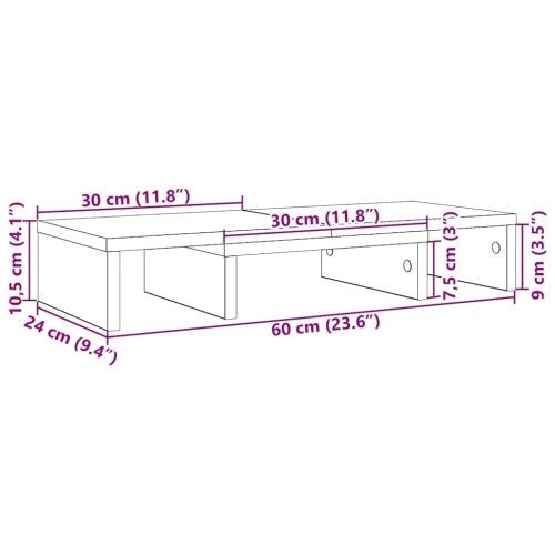 Podesivi stalak za monitor crni hrast 60x24x10,5 cm inženjerski drvo - Crni hrast 60 x 24 x 10.5 cm Crni hrast 60 x 24 x 10.5 cm Cijena