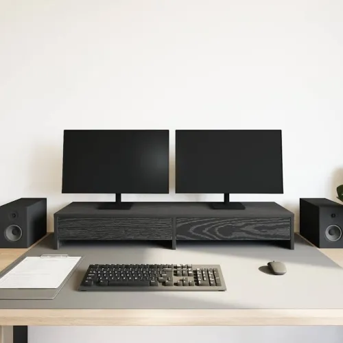 Stalak za monitor s ladicama Crni hrast 100x27x15 cm Konstruirano drvo - Crni hrast 100 x 27 x 15 cm Cijena