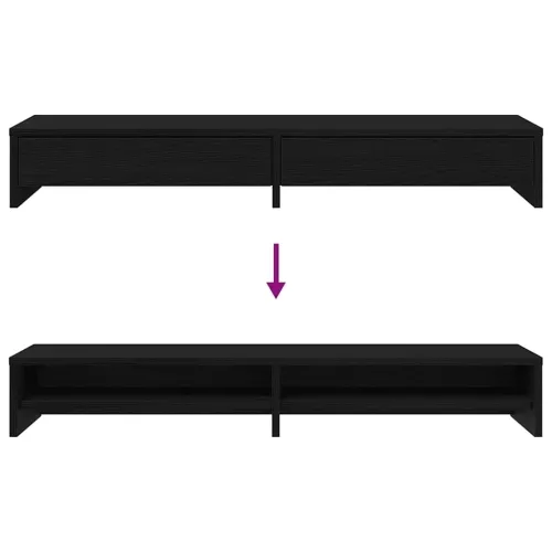 Stalak za monitor s ladicama Crni hrast 100x27x15 cm Konstruirano drvo - Crni hrast 100 x 27 x 15 cm Cijena