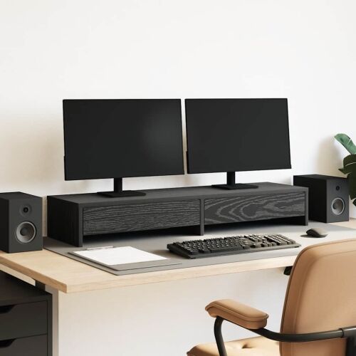 Stalak za monitor s ladicama Crni hrast 100x27x15 cm Konstruirano drvo - Crni hrast 100 x 27 x 15 cm Crni hrast 100 x 27 x 15 cm Cijena
