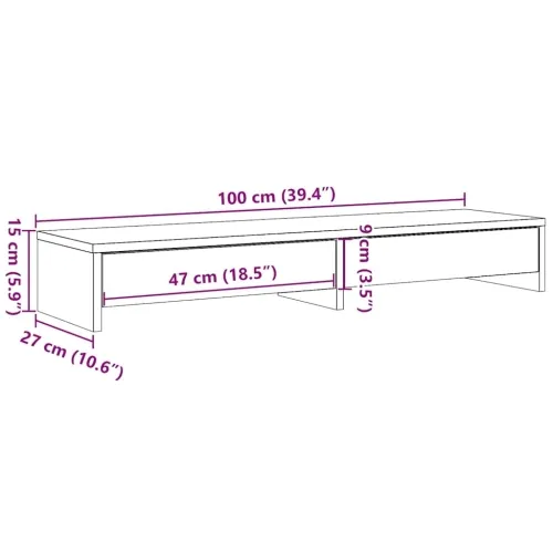 Stalak za monitor s ladicama Crni hrast 100x27x15 cm Konstruirano drvo - Crni hrast 100 x 27 x 15 cm Cijena