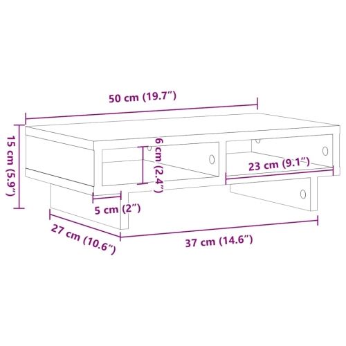 Stalak za monitor Crni hrast 50x27x15 cm Konstruirano drvo - Crni hrast 50 x 27 x 15 cm Crni hrast 50 x 27 x 15 cm Cijena