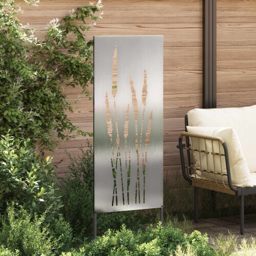 Privatnost u vrtu Cvjetni Srebrno 50 x 140 cm Nehrđajući čelik - Nehrđajući čelik Trava 50 x 140 cm Cijena