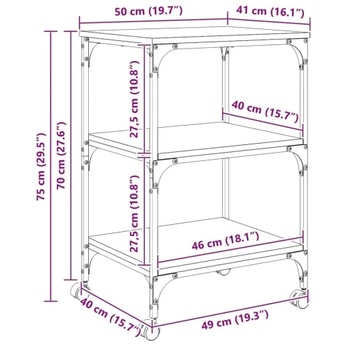 Držač za printer Crni hrast 50 x 41 x 75 cm Konstruirano drvo - Crni hrast Cijena