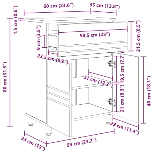 Toaletna jedinica Siva Sonoma 60 x 35 x 80 cm Konstruirano drvo - Siva Sonoma Cijena