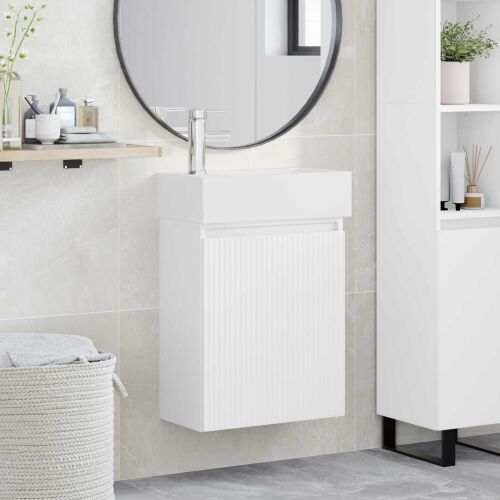 Jedinstveni ormar za kupaonicu s Lavabo - Umivaonikom Bijela - Bijela s lijevim slavinom Cijena