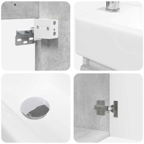 Jedinstveni ormar za kupaonicu s Lavabo - Umivaonikom Betonska siva - Betonska siva s lijevim slavinom Cijena