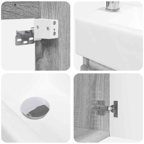 Jedinstveni ormar za kupaonicu s Lavabo - Umivaonikom Siva Sonoma - Siva Sonoma s lijevim slavinom Cijena