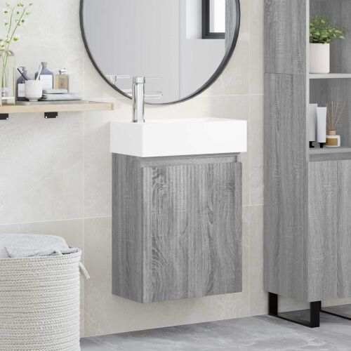 Jedinstveni ormar za kupaonicu s Lavabo - Umivaonikom Siva Sonoma - Siva Sonoma s lijevim slavinom Cijena