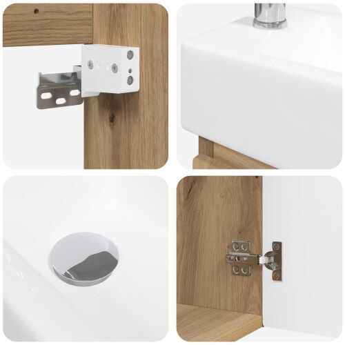 Jedinstveni ormar za kupaonicu s Lavabo - Umivaonikom Hrast artisan - Hrast artisan s lijevim slavinom Cijena