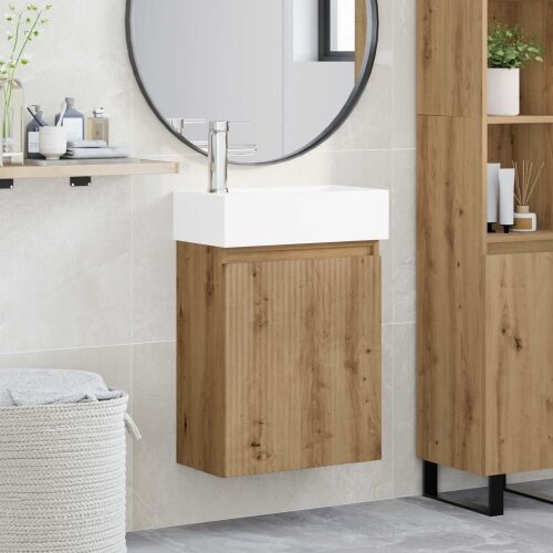 Jedinstveni ormar za kupaonicu s Lavabo - Umivaonikom Hrast artisan - Hrast artisan s lijevim slavinom Cijena