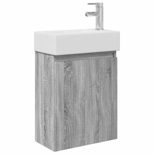 Jedinstveni ormar za kupaonicu s Lavabo - Umivaonikom Siva Sonoma - Siva Sonoma s desnom slavinom Cijena