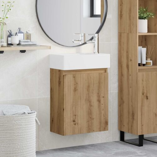 Jedinstveni ormar za kupaonicu s Lavabo - Umivaonikom Hrast artisan - Hrast artisan s desnom slavinom Cijena