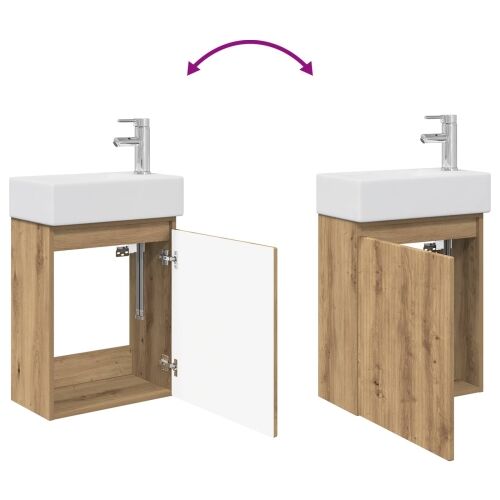 Jedinstveni ormar za kupaonicu s Lavabo - Umivaonikom Hrast artisan - Hrast artisan s desnom slavinom Cijena