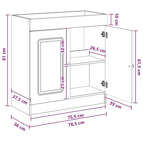 Ormarić ispod Lavabo - Umivaonika Crna 78,5 x 37,5 x 81 cm - Crna 78,5 x 37,5 x 81 cm Cijena