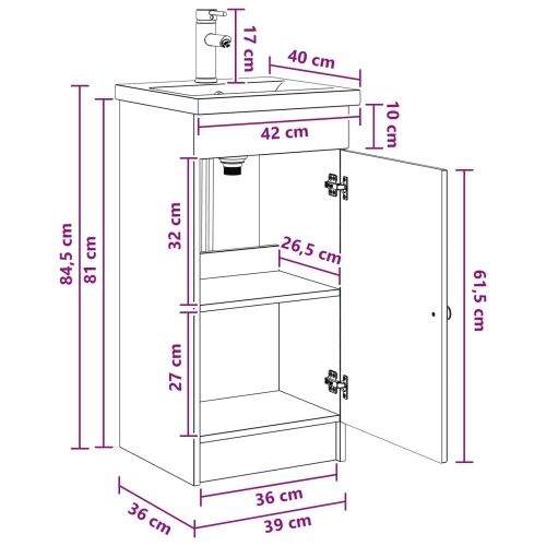 Kupaonski Lavabo - Umivaonik s sudoperom Staro drvo 42 x 40 x 84,5 cm - Staro drvo 42 x 40 x 84,5 cm Cijena