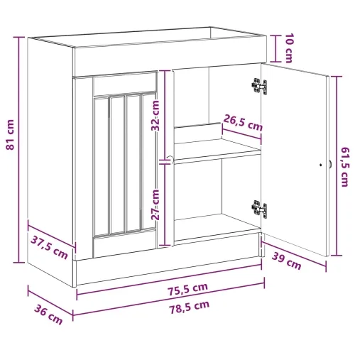 Ormarić ispod Lavabo - Umivaonika Staro drvo 78,5 x 37,5 x 81 cm - Staro drvo 78,5 x 37,5 x 81 cm Cijena