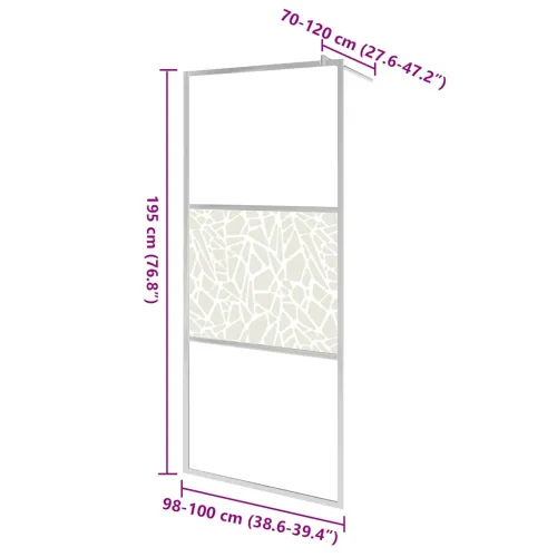 Pregrada za tuširanje od stakla ESG s uzorkom kamena 100x195 cm - Srebrna 100 x 195 cm staklo i kamen Cijena