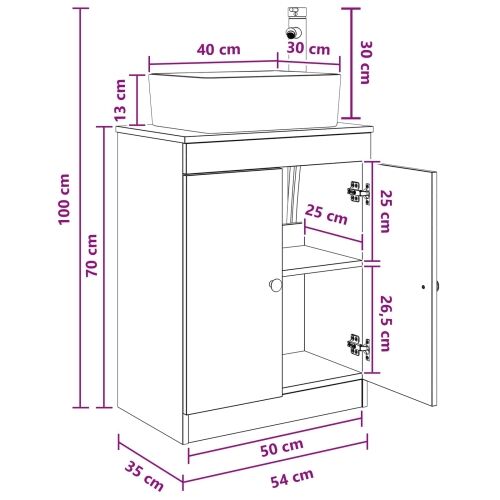 Kupaonski Lavabo - Umivaonik s sudoperom Betonska siva 54 x 35 x 83 cm - Betonska siva Cijena