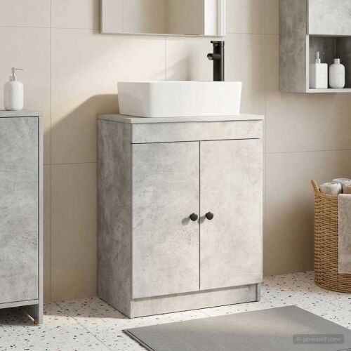 Kupaonski Lavabo - Umivaonik s sudoperom Betonska siva 54 x 35 x 83 cm - Betonska siva Cijena