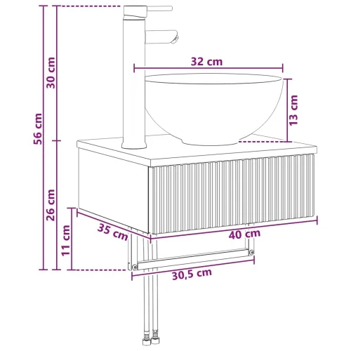 Zidni sudoper Bijela 40 x 35 x 39 cm Konstruirano drvo - Bijela Cijena