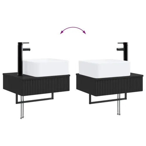Zidni sudoper Crna 50 x 41 x 39 cm Konstruirano drvo - Crna Cijena