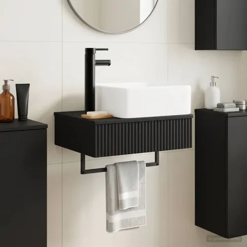 Zidni sudoper Crna 50 x 41 x 39 cm Konstruirano drvo - Crna Cijena