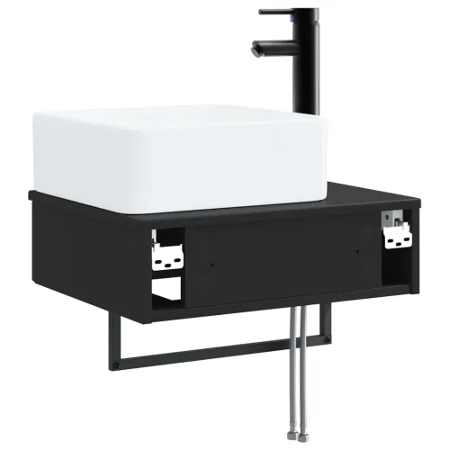 Zidni sudoper Crna 50 x 41 x 39 cm Konstruirano drvo - Crna Cijena