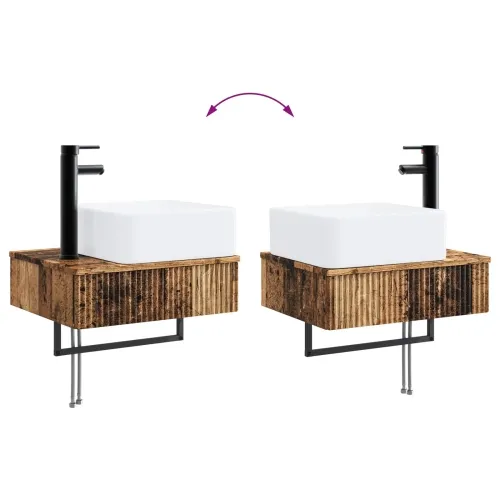 Zidni sudoper Staro drvo 50 x 41 x 39 cm Konstruirano drvo - Staro drvo Cijena