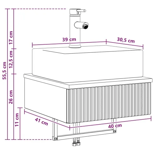 Zidni sudoper Staro drvo 40 x 41 x 39 cm Konstruirano drvo - Staro drvo Cijena
