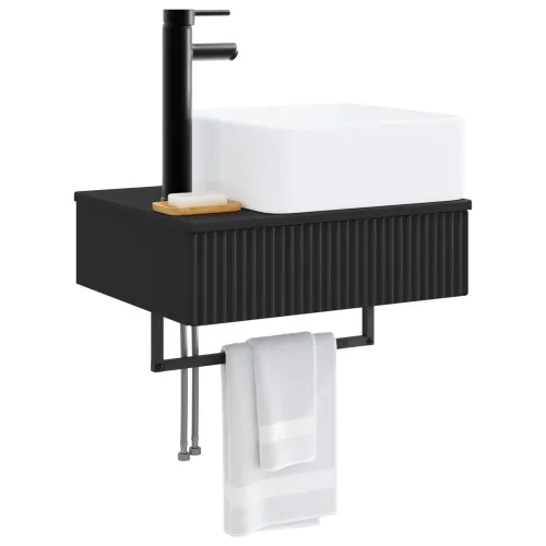 Zidni sudoper Crna 53 x 35 x 39 cm Konstruirano drvo - Crna Cijena