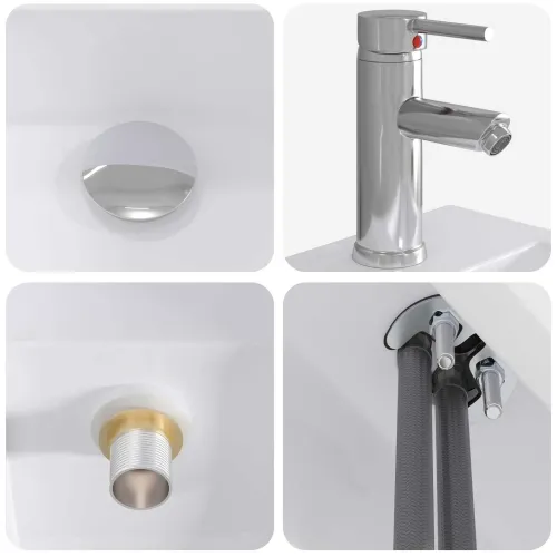 Lavabo - Umivaonik s slavinom i odvodom Krom 45,5 x 25,5 x 13 cm - Krom Lijevo Cijena