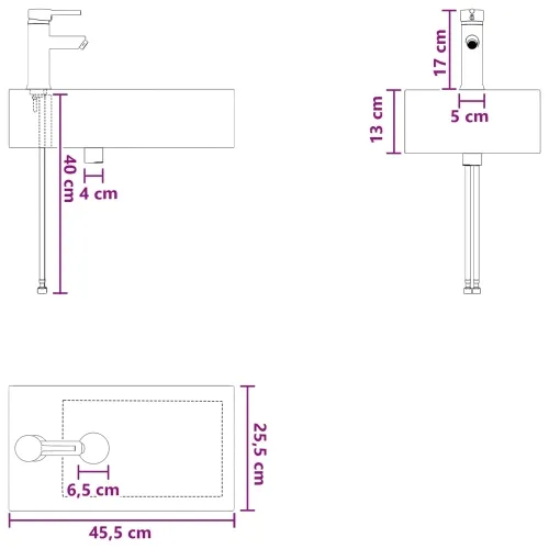 Lavabo - Umivaonik s slavinom i odvodom Krom 45,5 x 25,5 x 13 cm - Krom Lijevo Cijena