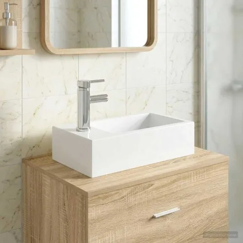 Lavabo - Umivaonik s slavinom i odvodom Krom 45,5 x 25,5 x 13 cm - Krom Lijevo Cijena