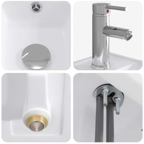 Lavabo - Umivaonik s slavinom i odvodom Krom 40,5 x 22,5 x 11,5 cm - Krom Cijena