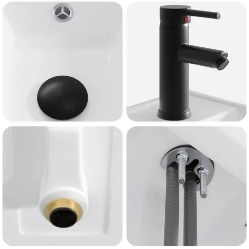 Lavabo - Umivaonik s slavinom i odvodom Mat Crna 40,5 x 22,5 x 11,5 cm - Mat crna Cijena